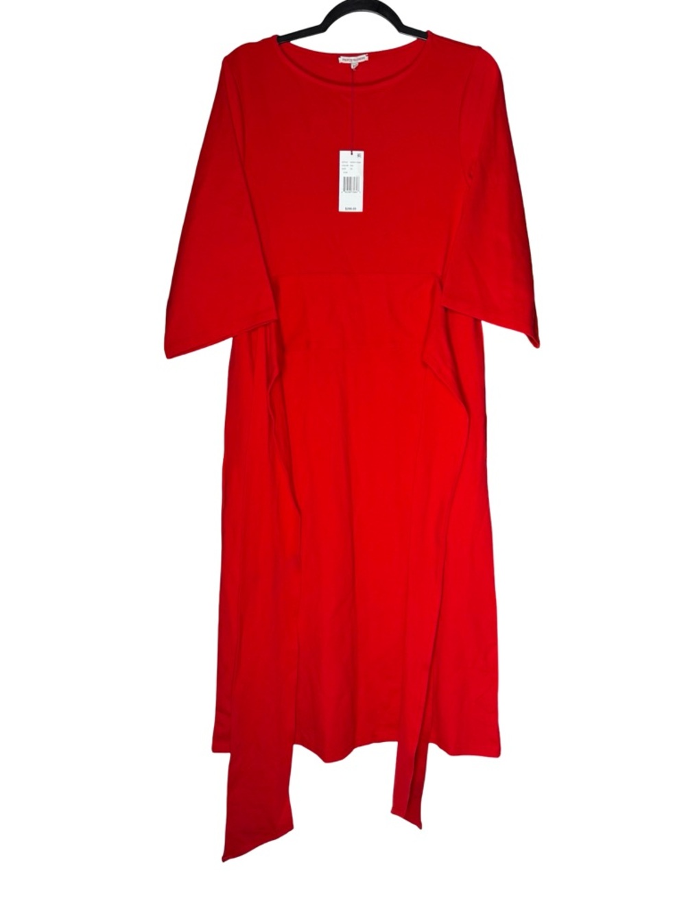 Frances Valentine Whitney Wrap Midi Dress XS Red Tie Waist Classic Chic NEW Flaw
